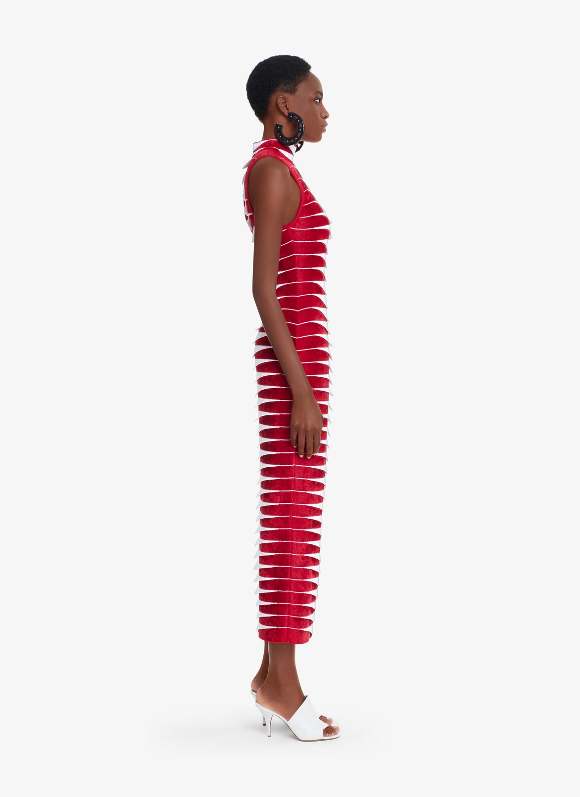 PYTHON-KNIT LONG TUBE DRESS ALAÏA WHITE/RED PYTHON-KNIT LONG TUBE DRESS